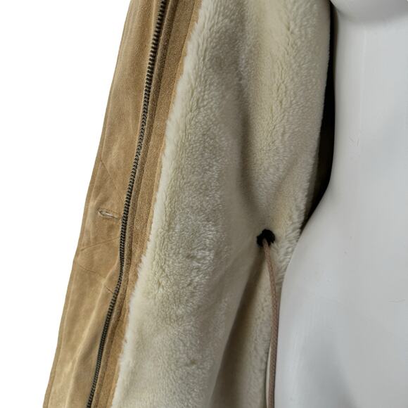 J.G. Hook Women's Penny Lane Coat Leather Fur Hood SZ L Boho Hippie Yellowstone - Picture 8 of 11